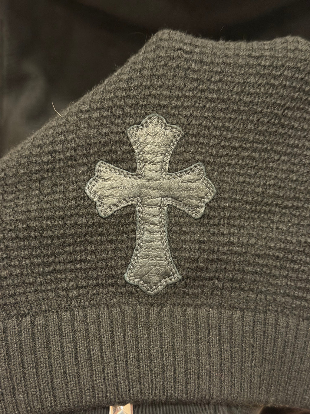Chrome Hearts Cashmere Triple Cross Patch Waffle Hoodie