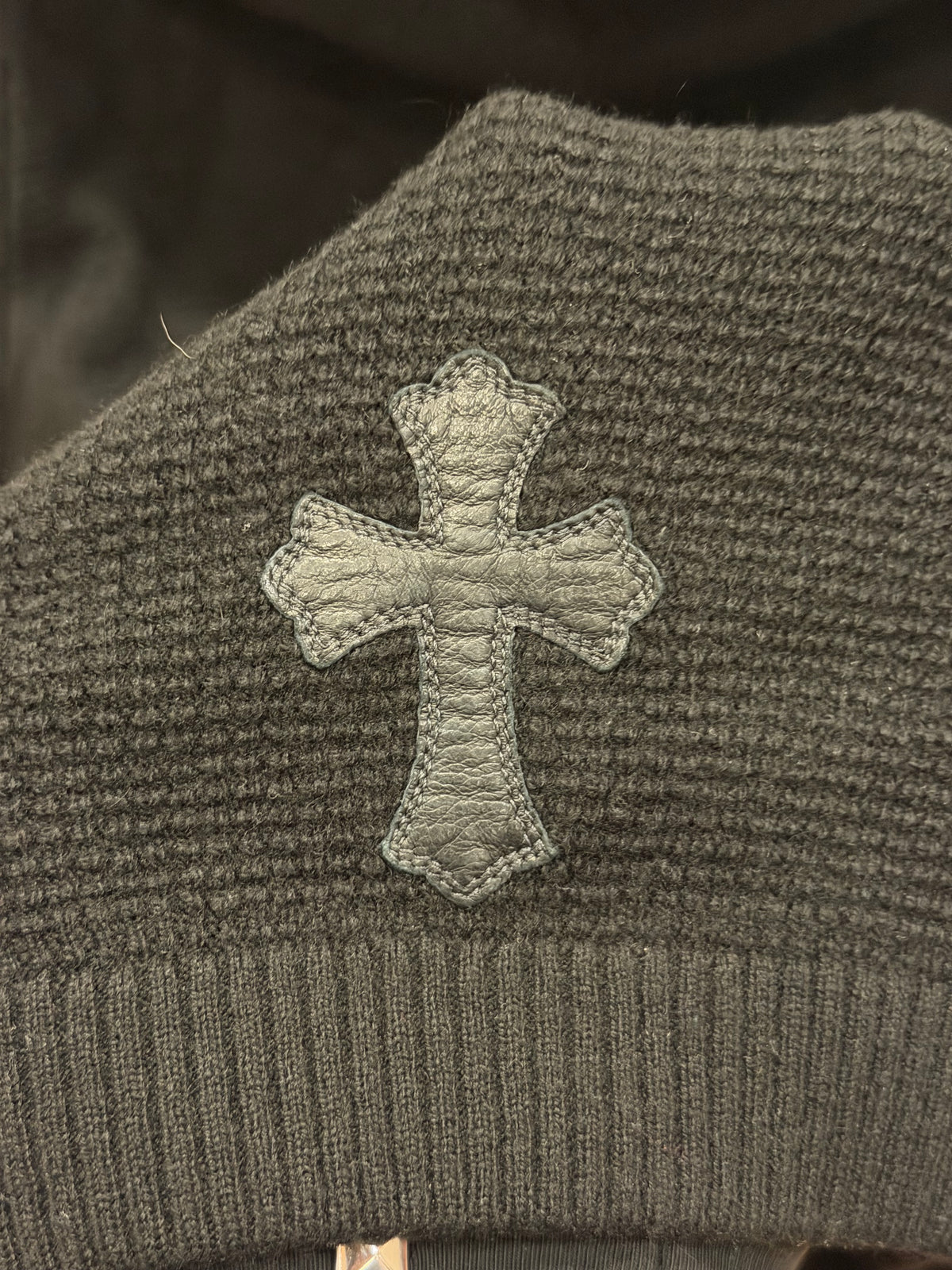 Chrome Hearts Cashmere Triple Cross Patch Waffle Hoodie