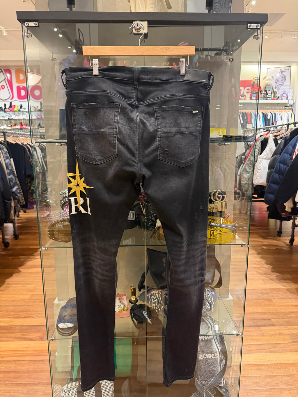 Amiri Starburst Applique Distressed Skinny Jeans - Black