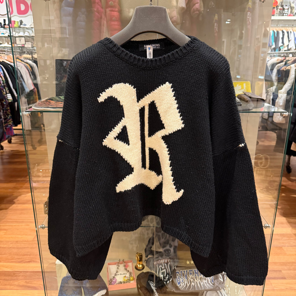 Raf Simons SS23 Cropped R Wool Sweater - Black