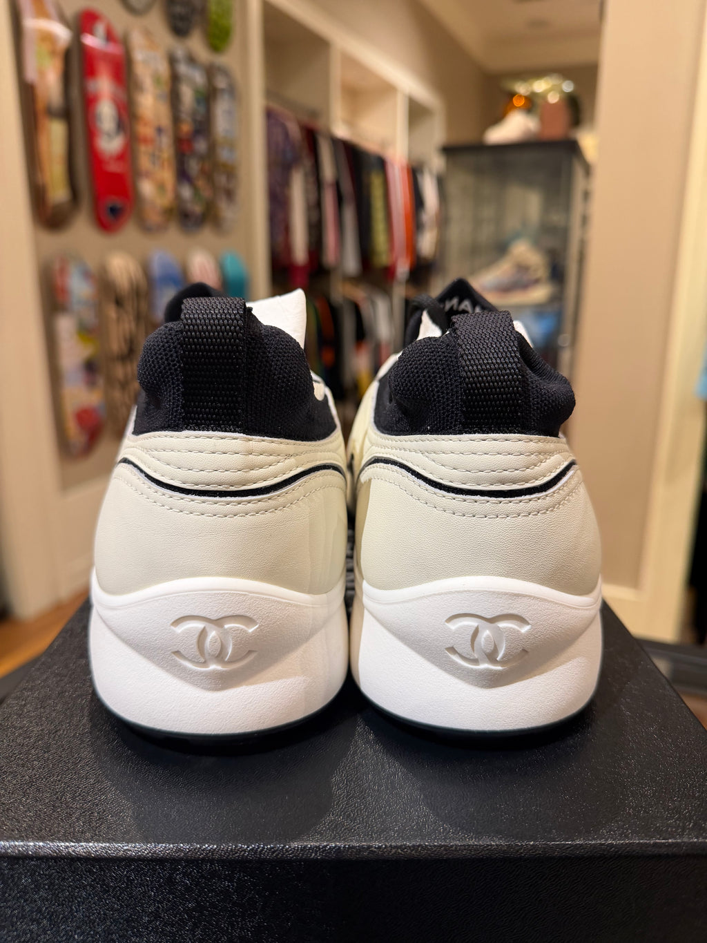 Chanel Calfskin Paneled Trainers - Black / Ivory