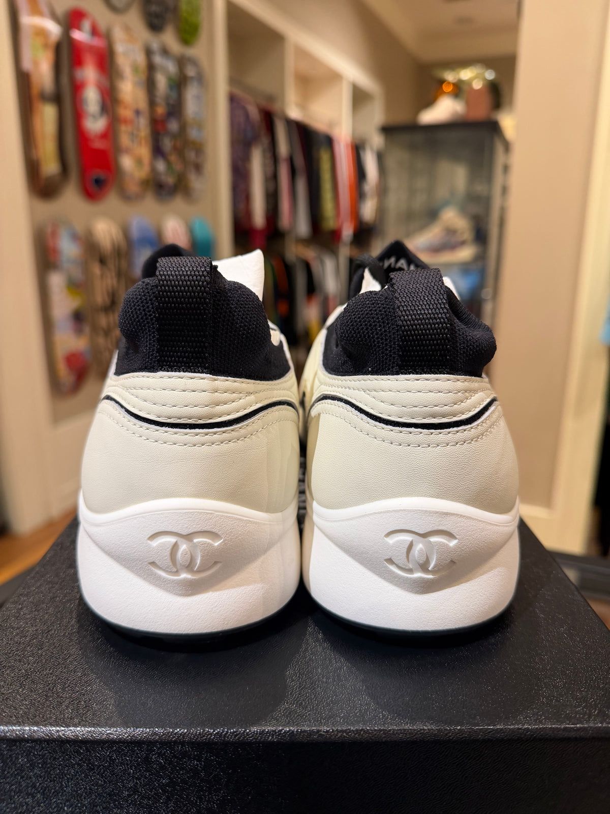 Chanel Calfskin Paneled Trainers - Black / Ivory