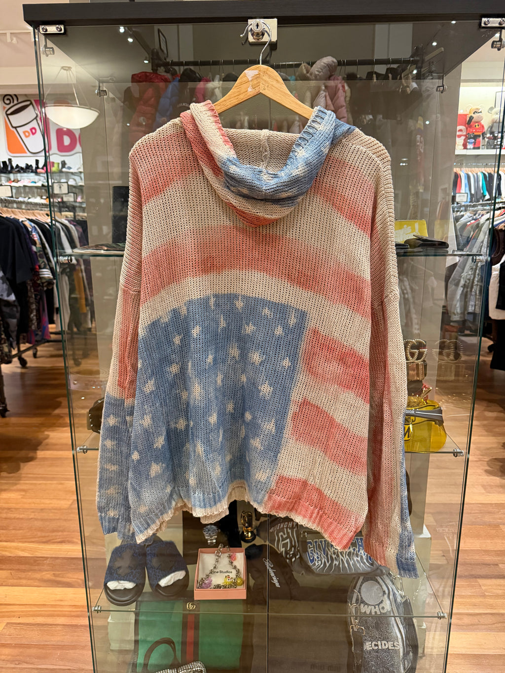 YVX Knit American Flag Zip Up Hoodie