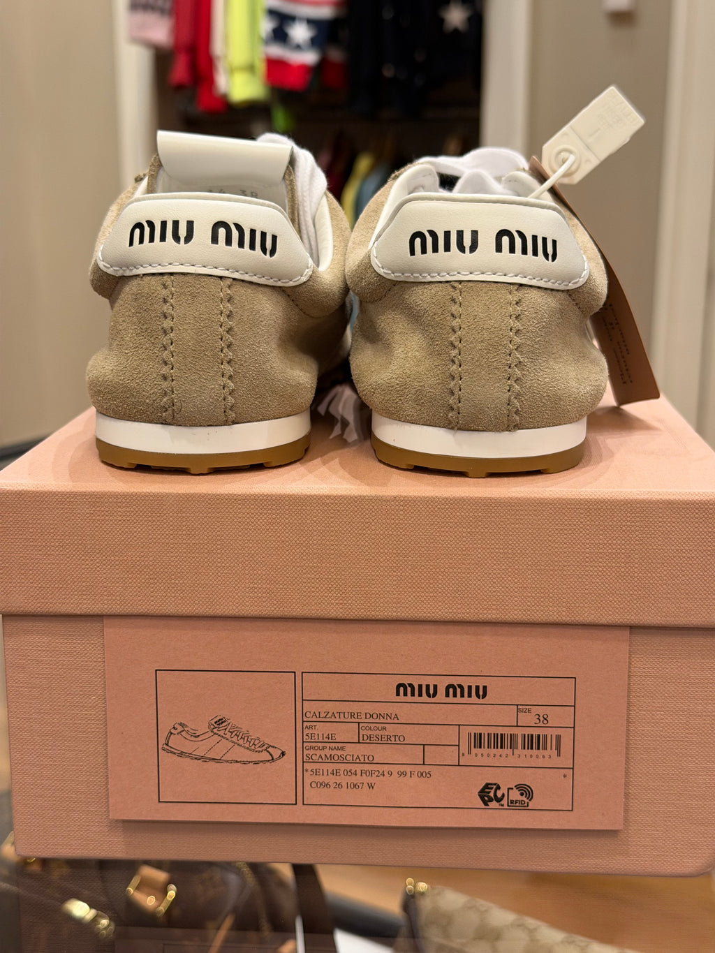 Miu Miu Plume Suede Sneakers - Desert Beige