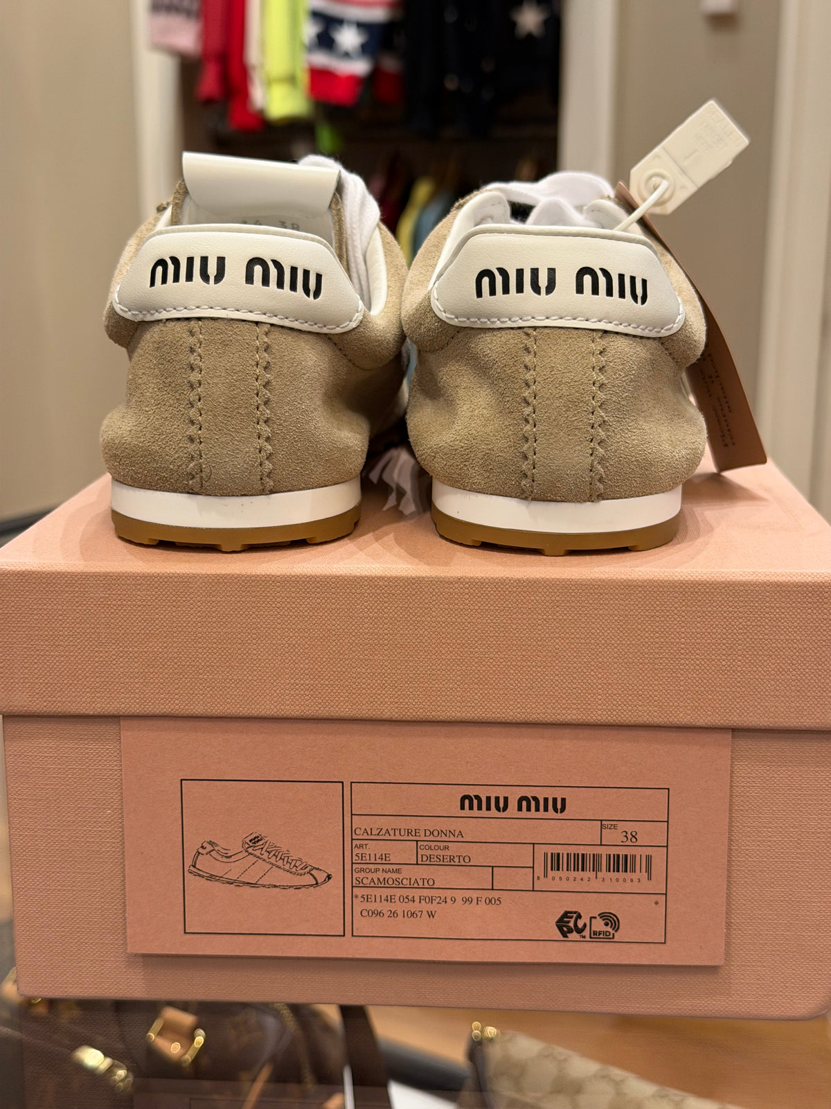 Miu Miu Plume Suede Sneakers - Desert Beige