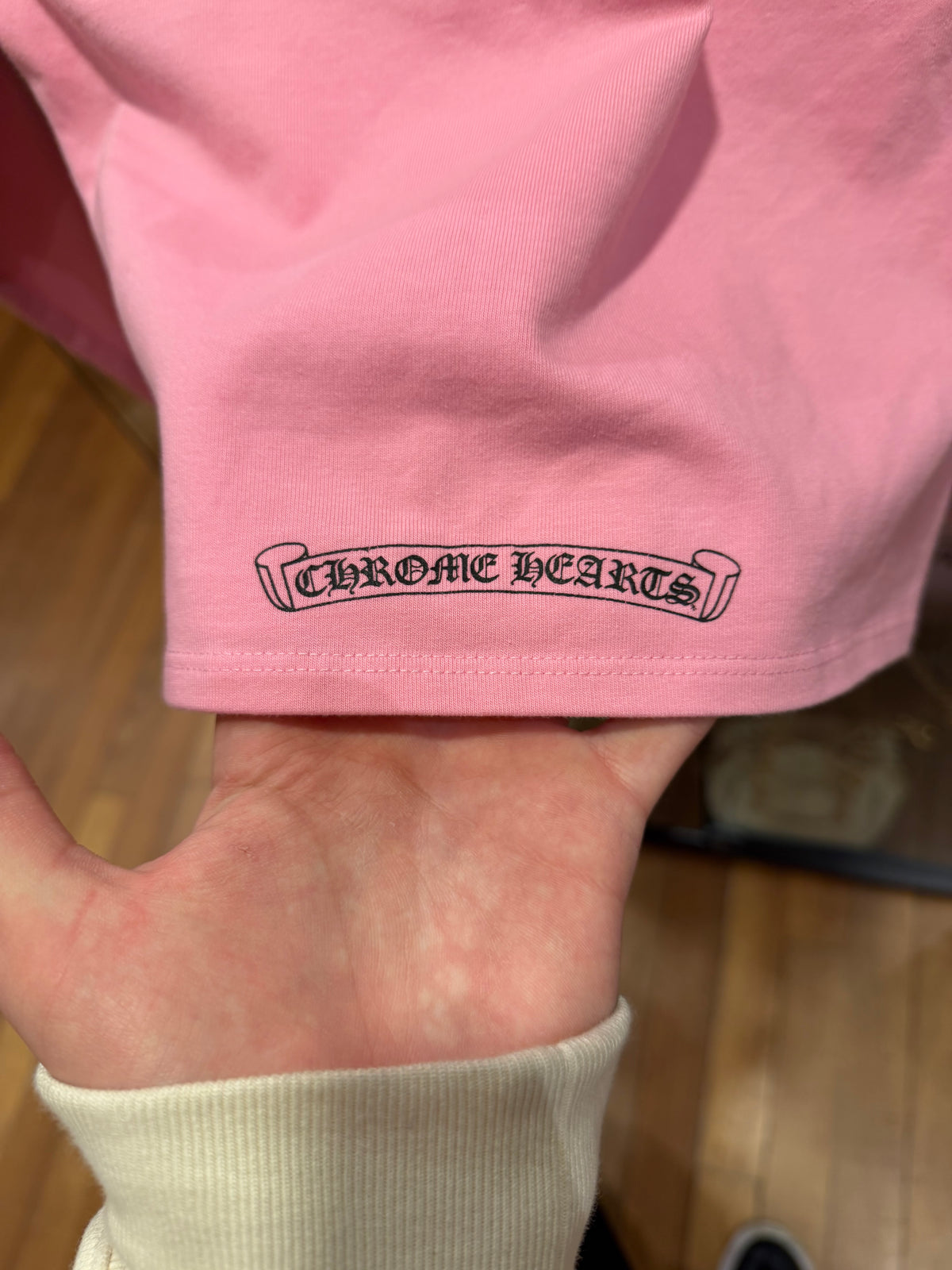 Chrome Hearts x Matty Boy Pink Flame Long Sleeve Crop Top