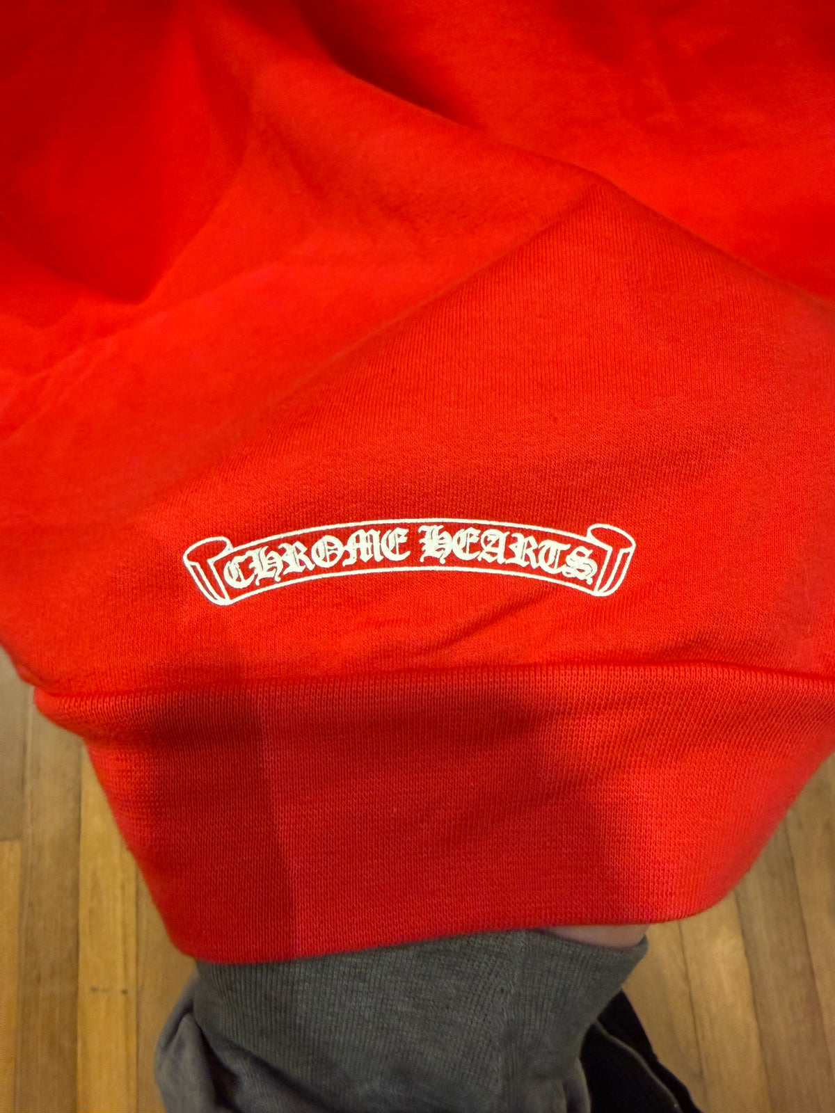 Chrome Hearts Scroll Logo Hoodie - Red/White