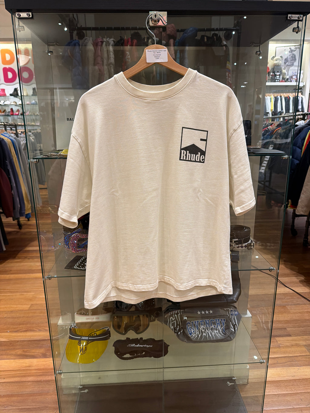 Rhude Chevron Carton Logo Tee- White