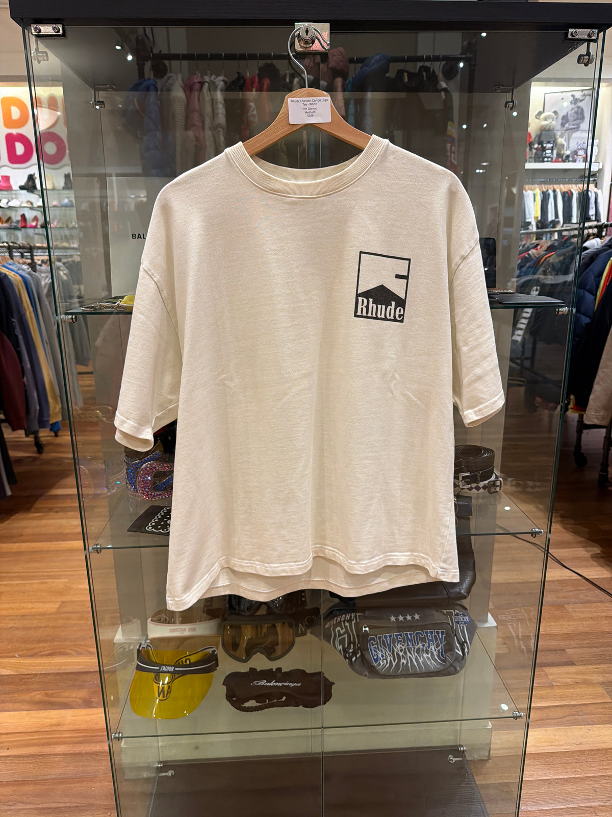 Rhude Chevron Carton Logo Tee- White