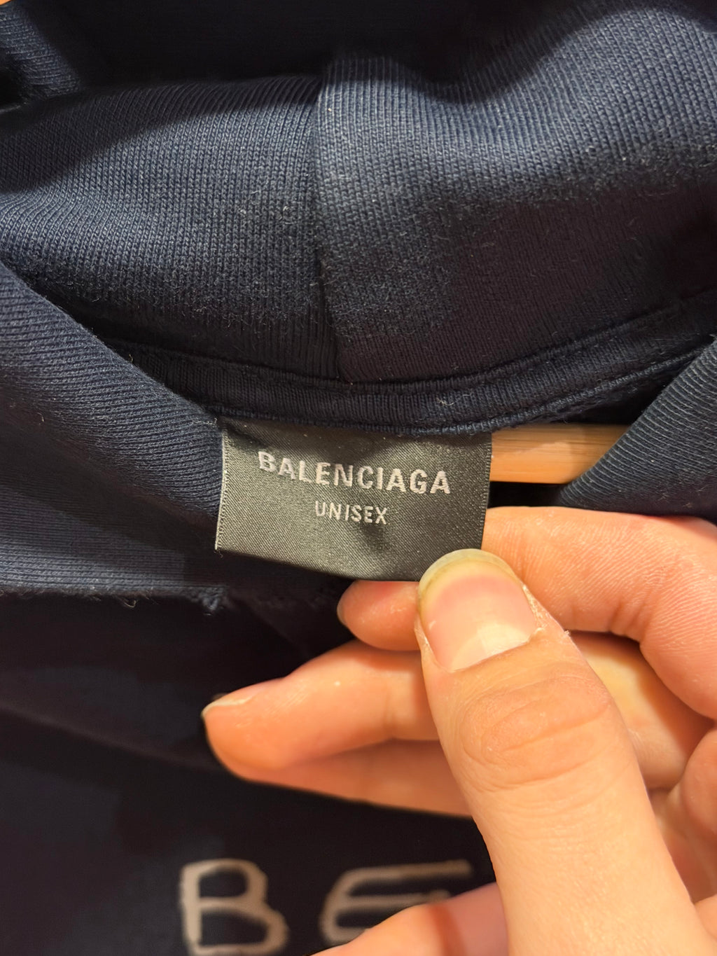 Balenciaga ‘Be Nice’ Distressed Hoodie - Navy