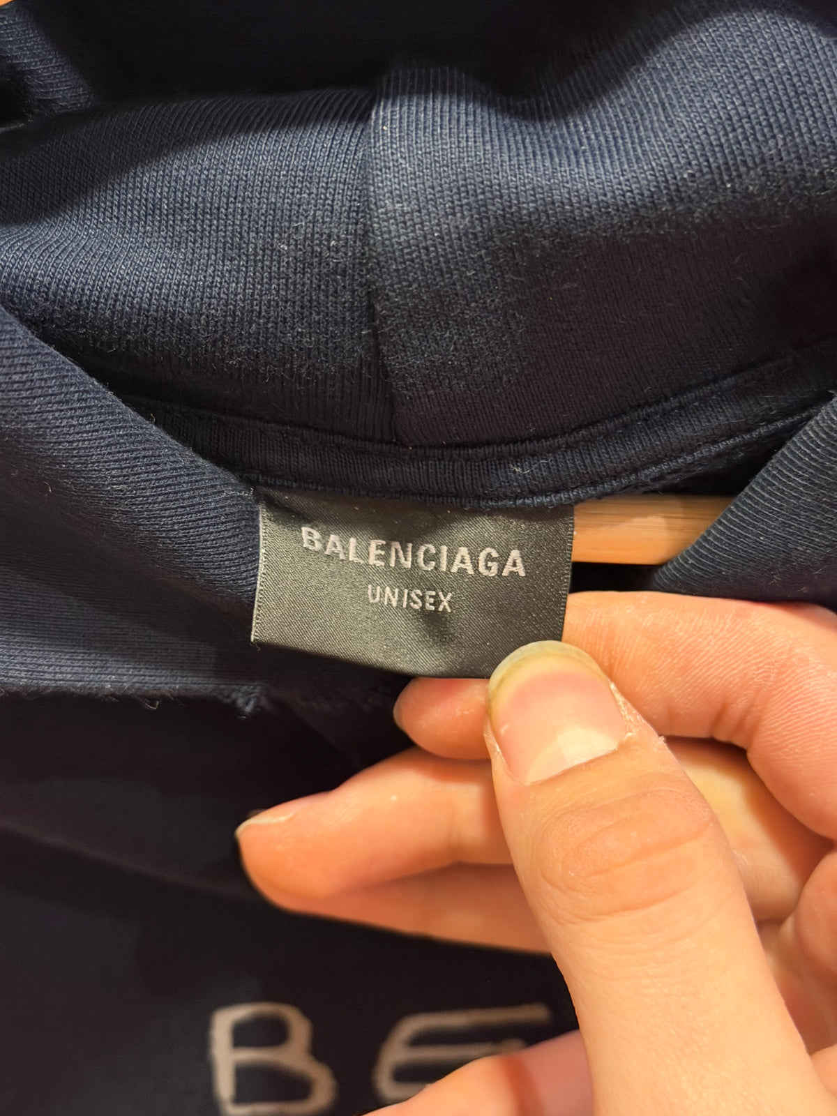 Balenciaga ‘Be Nice’ Distressed Hoodie - Navy