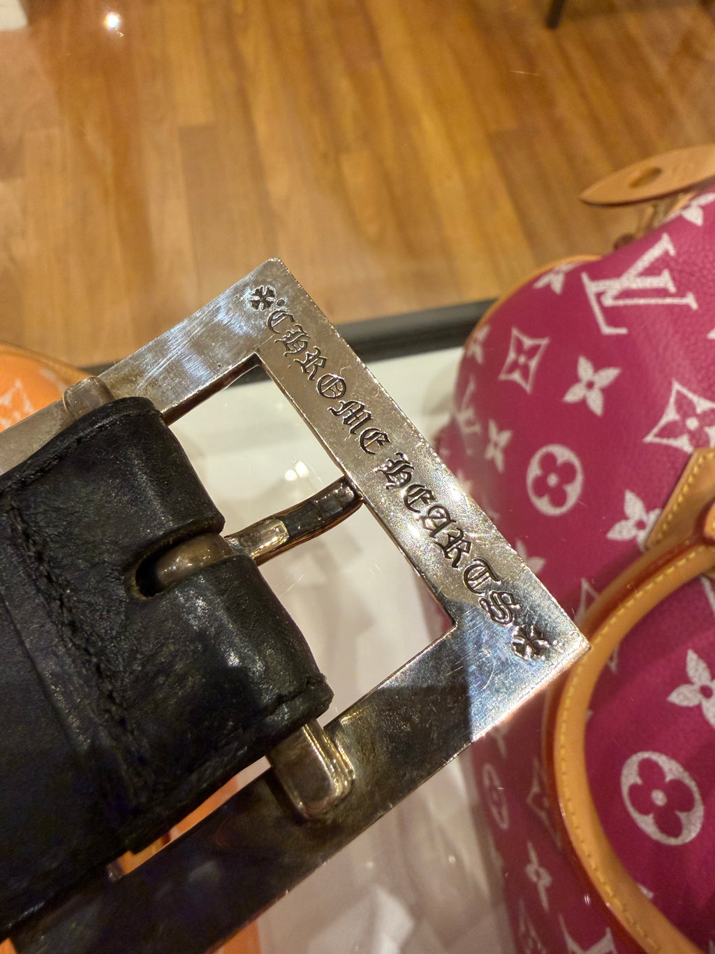 Chrome Hearts Pyramid Plus Buckle Belt - Black