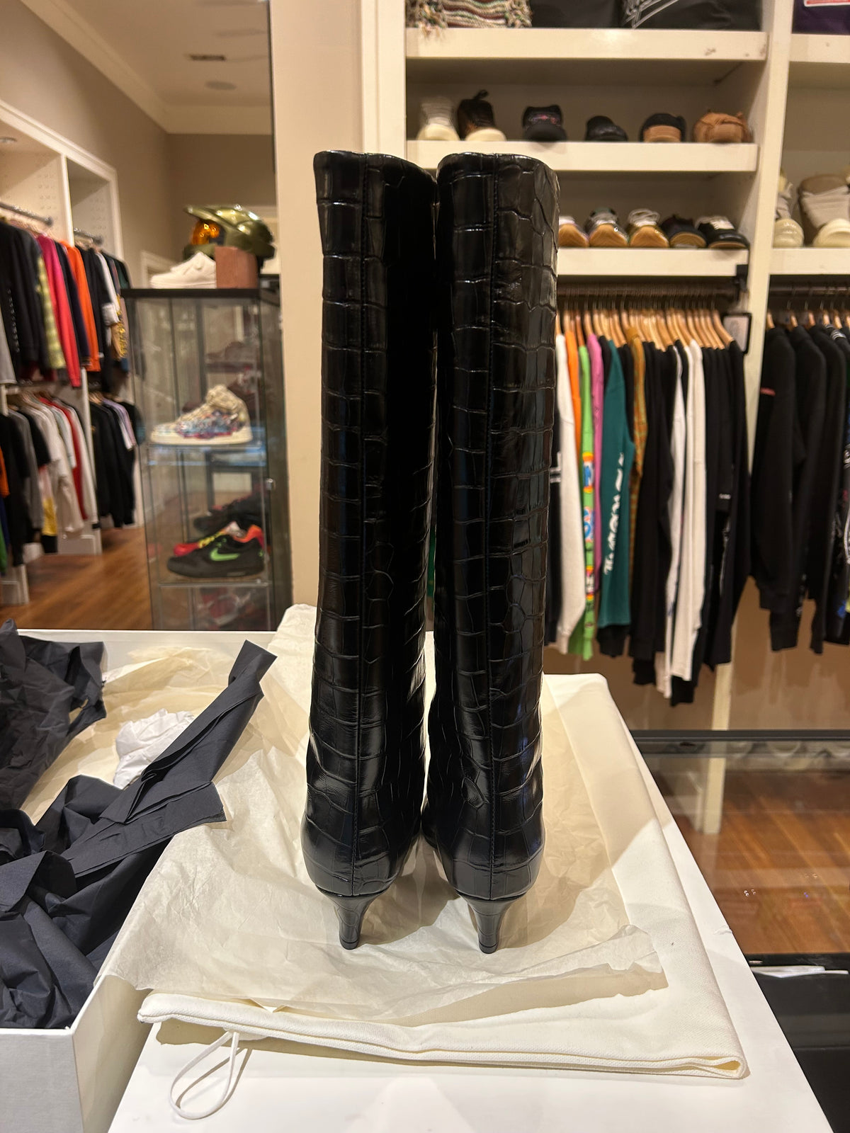 Totems Croc Shaft Boots - Black