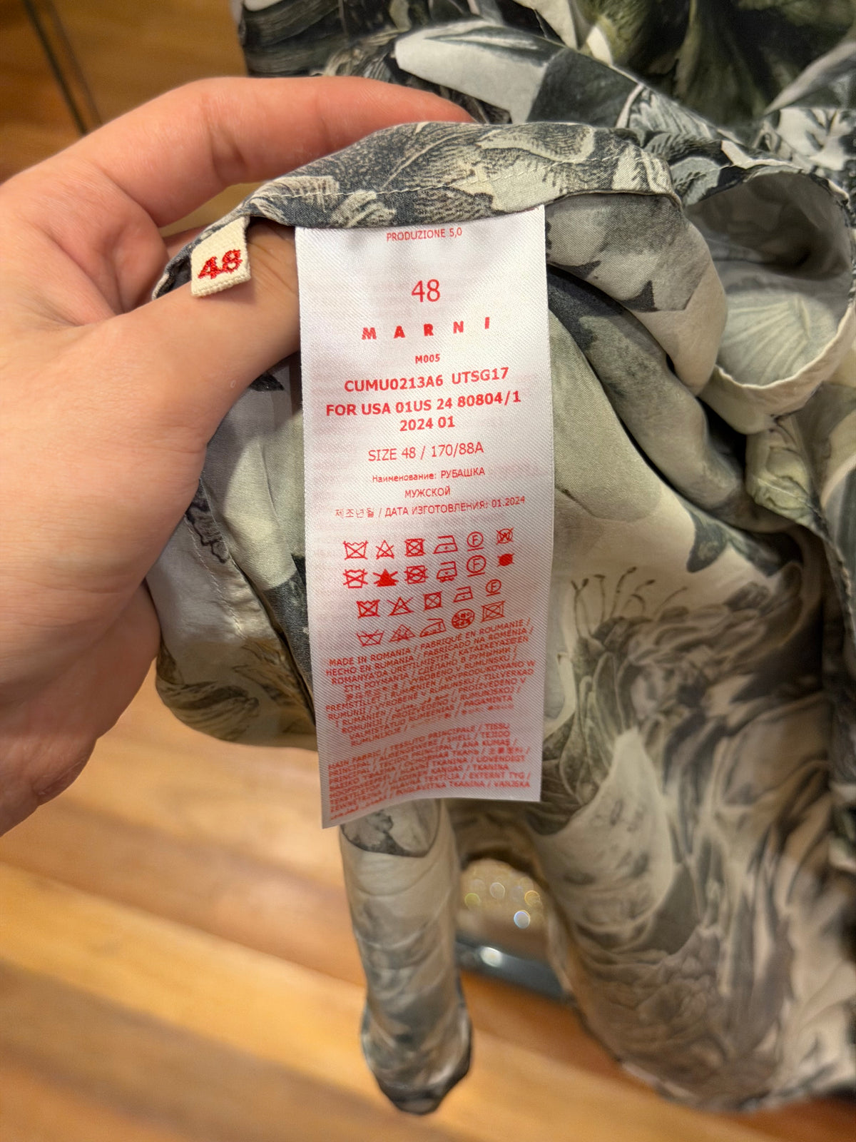 Marni Floral Print Button Up Shirt - Grey