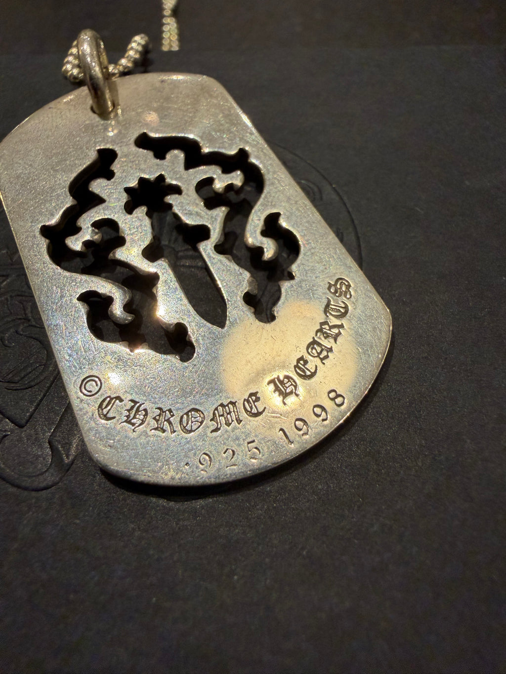 Chrome Hearts ‘Vine Dagger Cutout’ Dog Tag Necklace - Silver