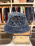 Chrome Hearts Denim All Over Cross Bucket Hat W/ Dagger - Blue