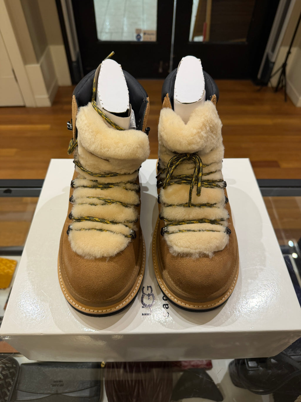 UGG x Sacai Suede & Shearling Hiking Boots - Khaki