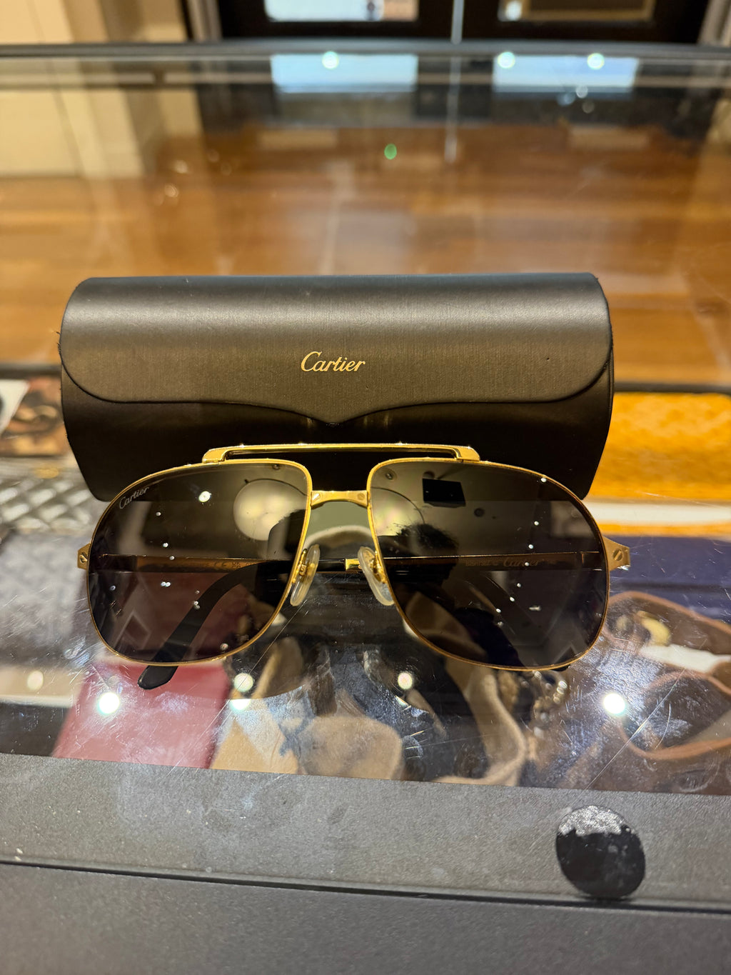 Cartier Pilot Sunglasses - Gold With Black Lenses