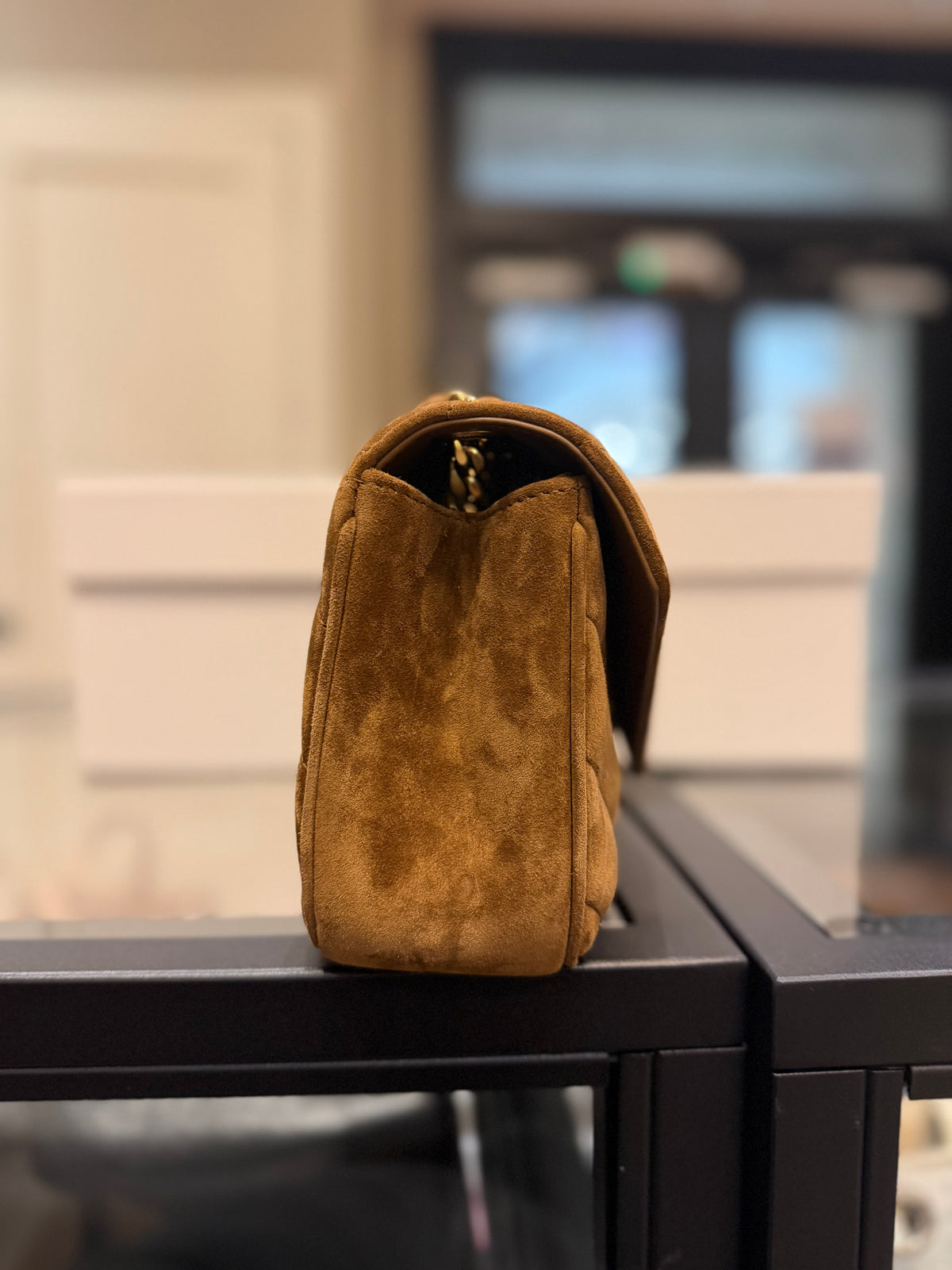 Saint Laurent LouLou Suede Medium Quilted Shoulder Bag