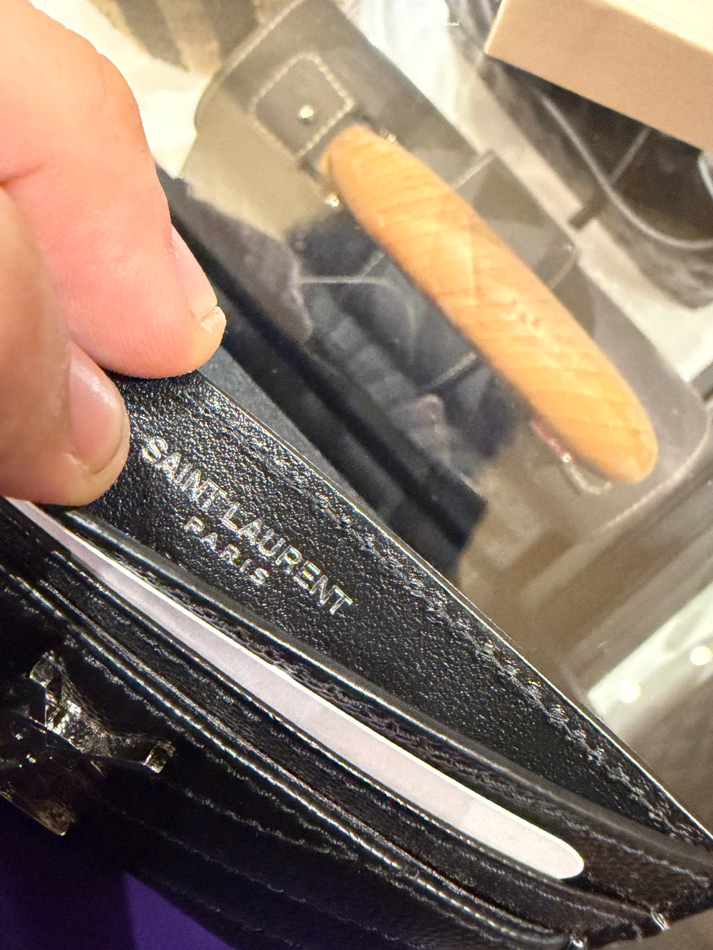 Saint Laurent Leather Cardholder - Black w Silver