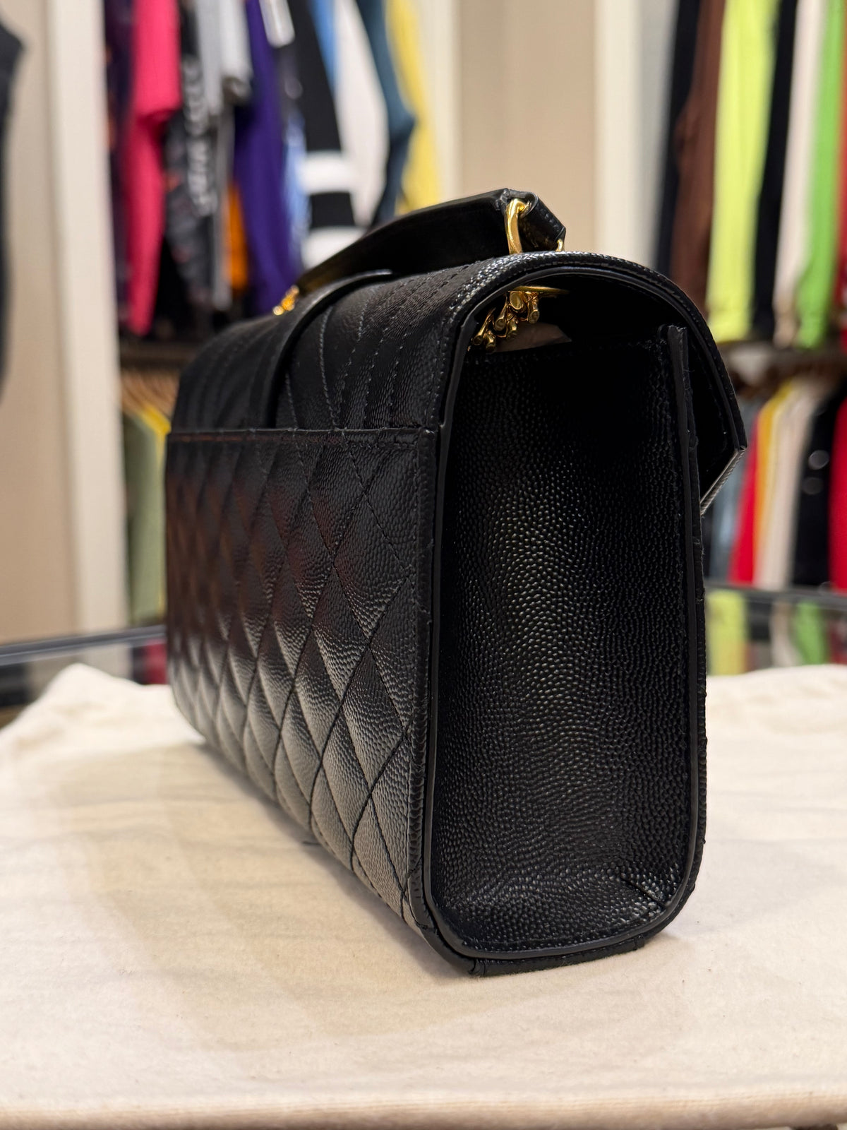 Saint Laurent Small Quilted Envelope Bag - Black
