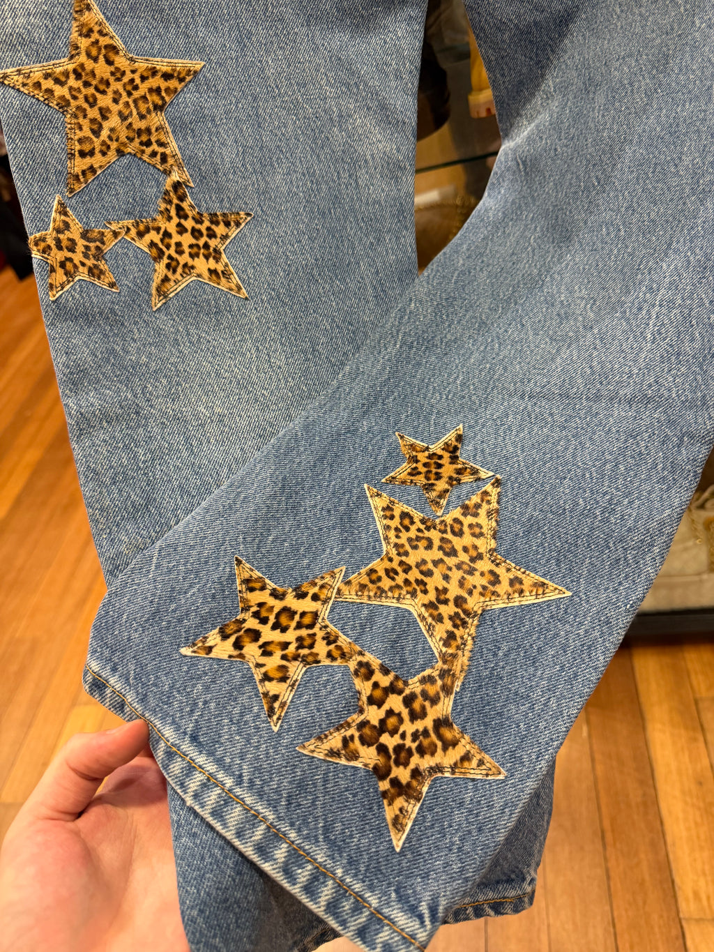 Chrome Hearts Levis Leopard Star Patch Jeans - Blue