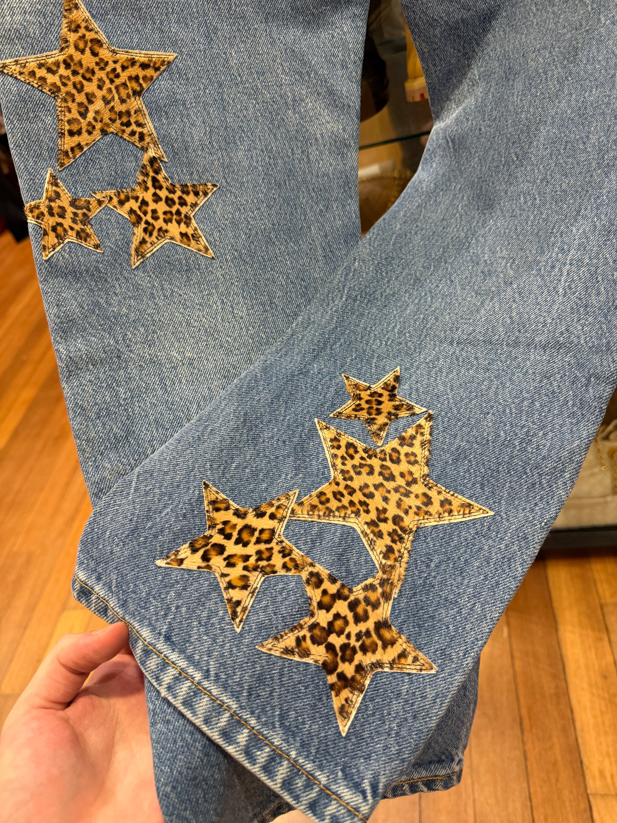 Chrome Hearts Levis Leopard Star Patch Jeans - Blue