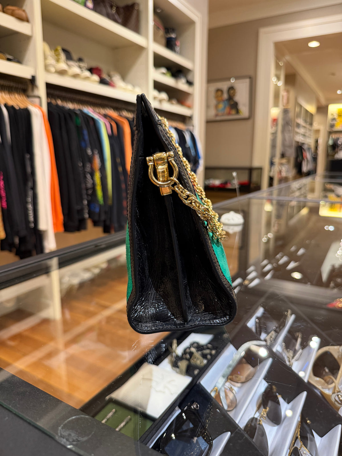 Gucci Medium Suede Web Ophidia Chain Crossbody