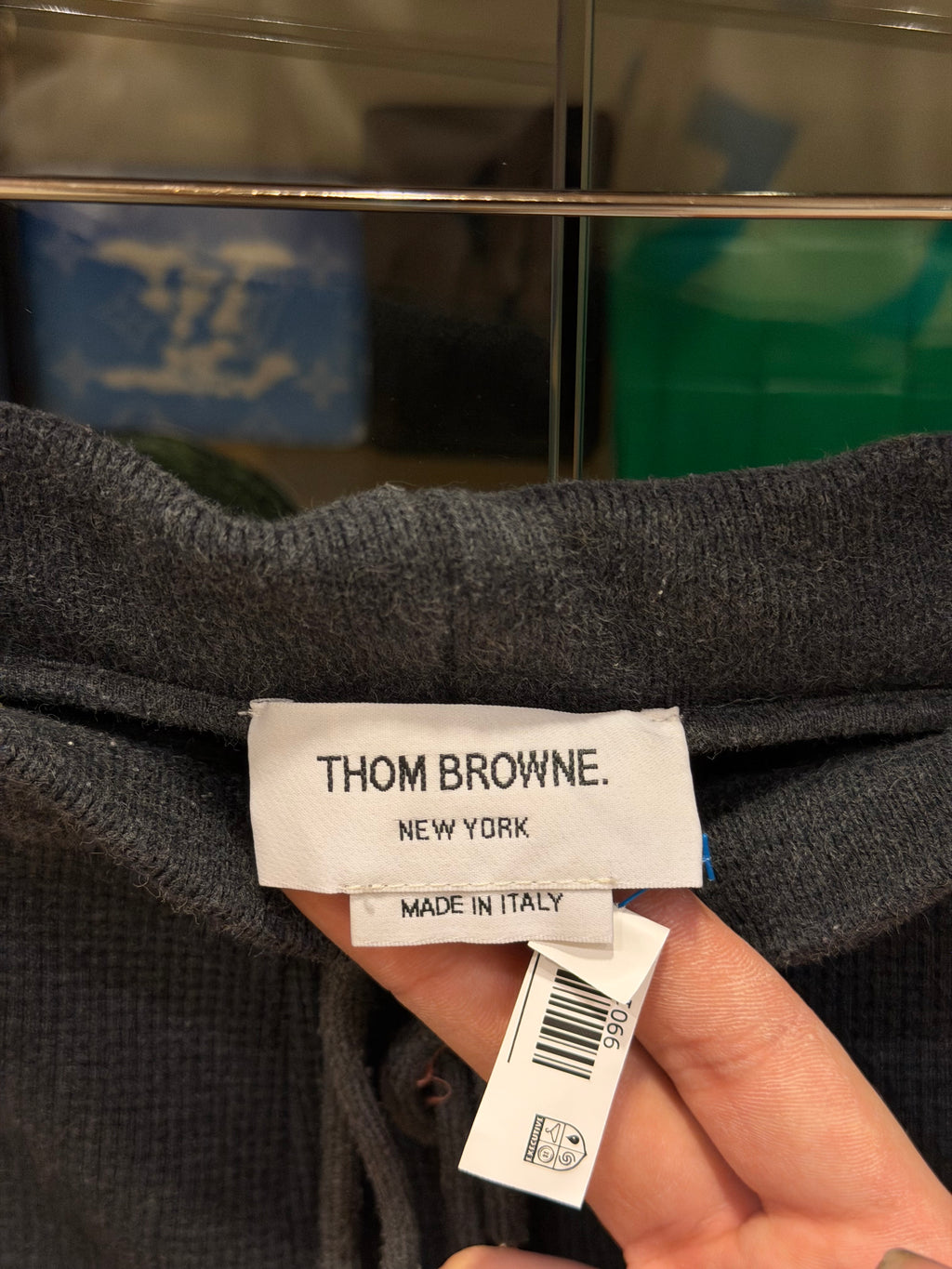 Thom Browne 4-Bar Waffle Knit Thermal Joggers - Grey