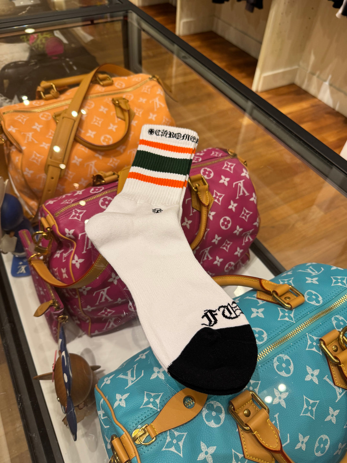 Chrome Hearts Socks - White/Green/Orange (L)