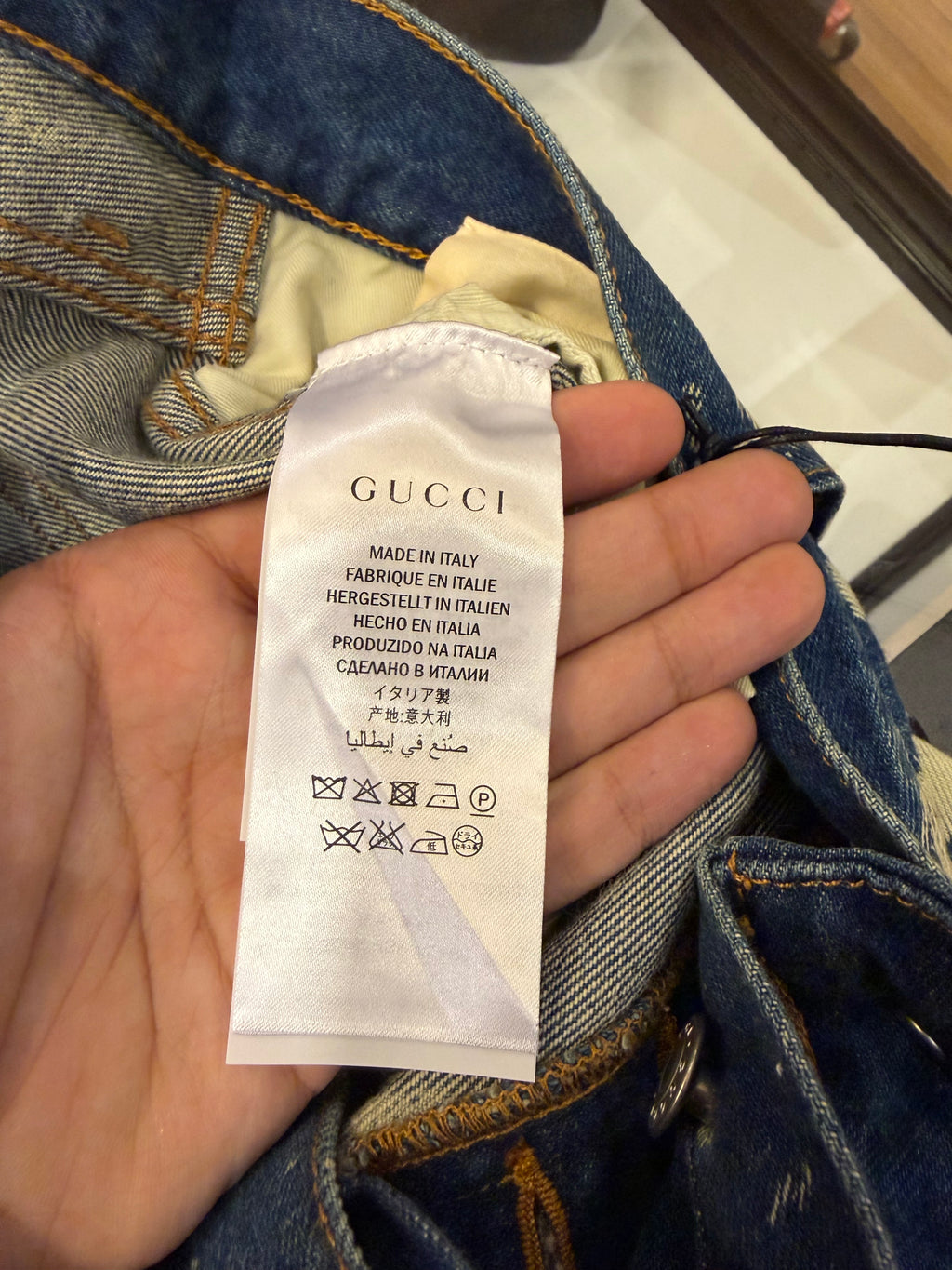 Gucci Bleached Studded Denim Jeans (FW17) - Blue