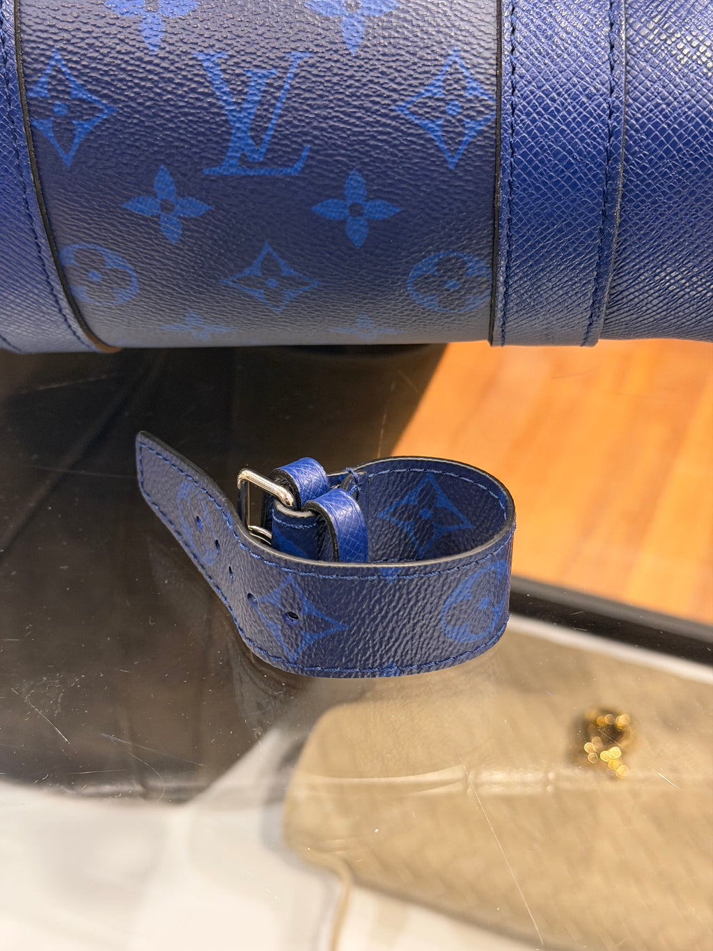 Louis Vuitton Keepall Bandoulière 45 Blue Duffle Bag