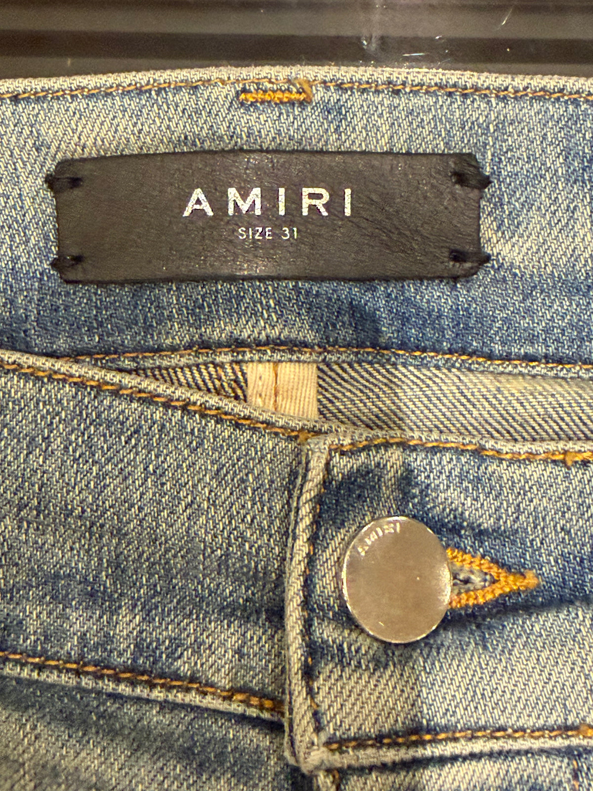 Amiri MX1 Distressed Skinny Jeans - LightWash/Flannel Patches