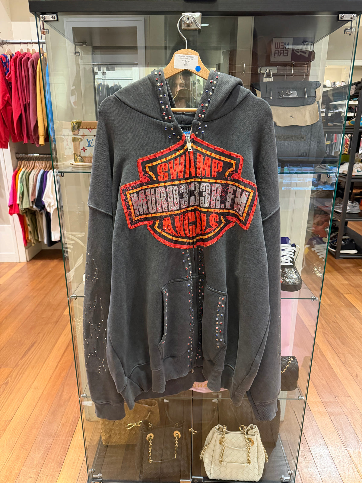 Murd333r.fm Chopper Rhinestone Zip Up