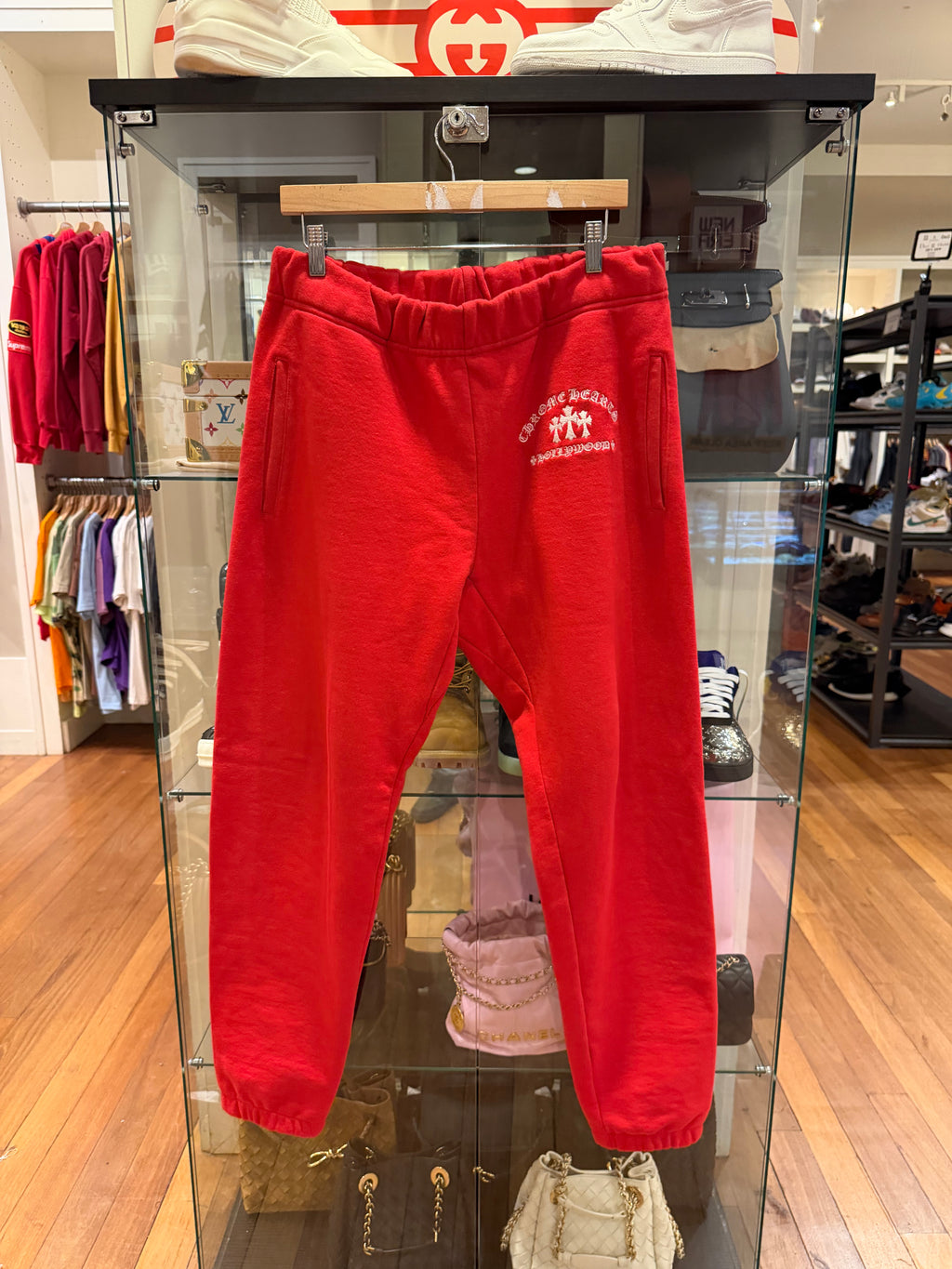 Chrome Hearts Triple Cross Embroidered Sweatpants -
Red / White