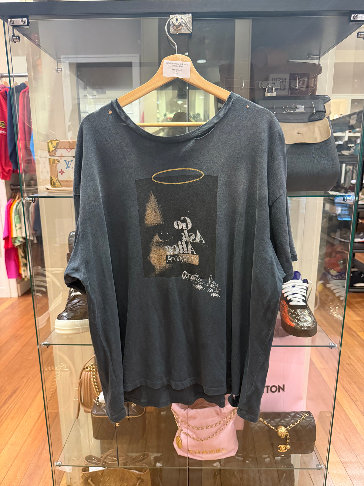 Paly Hollywood 'Ask Alice"
Distressed Tee