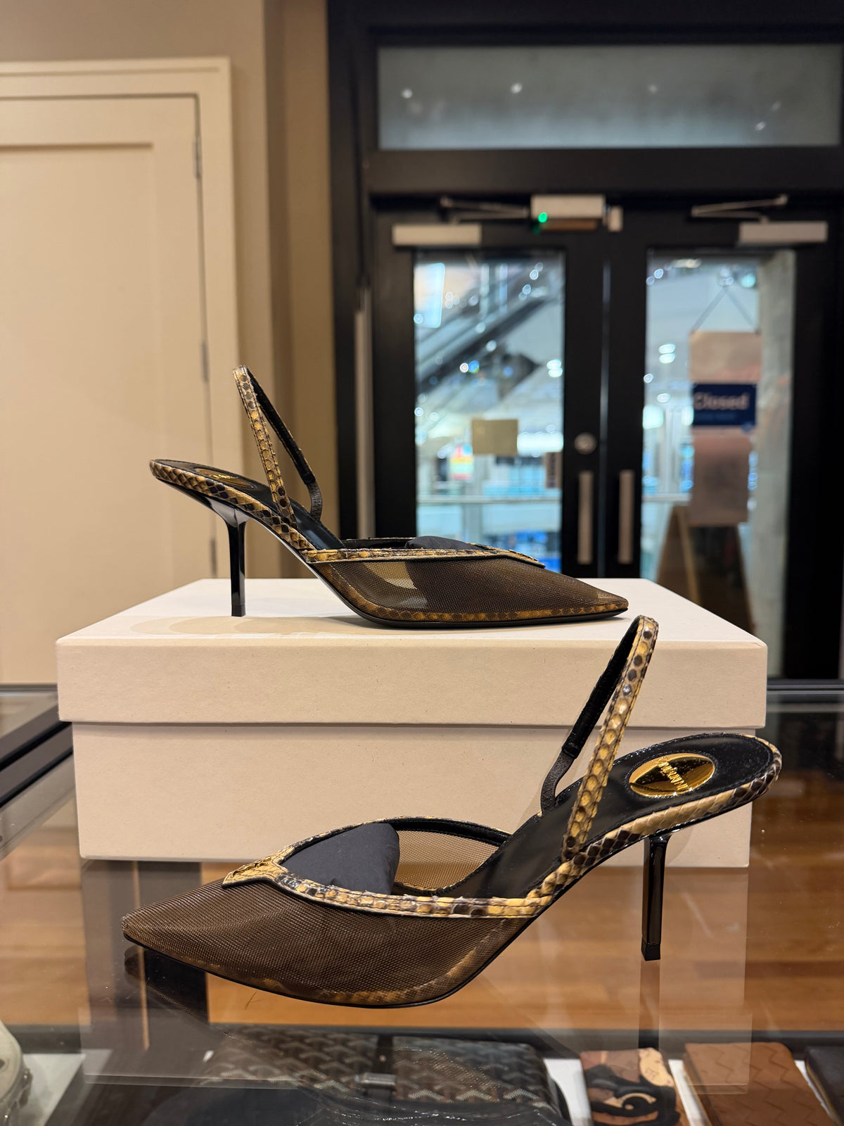 Saint Laurent Folie Slingback Pumps - Mesh/Python
