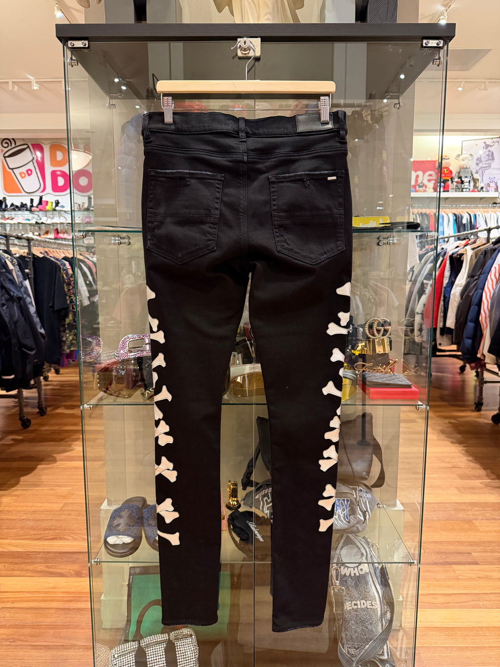 Amiri Bone Patch Skinny Jeans - Blk/Silver Patches