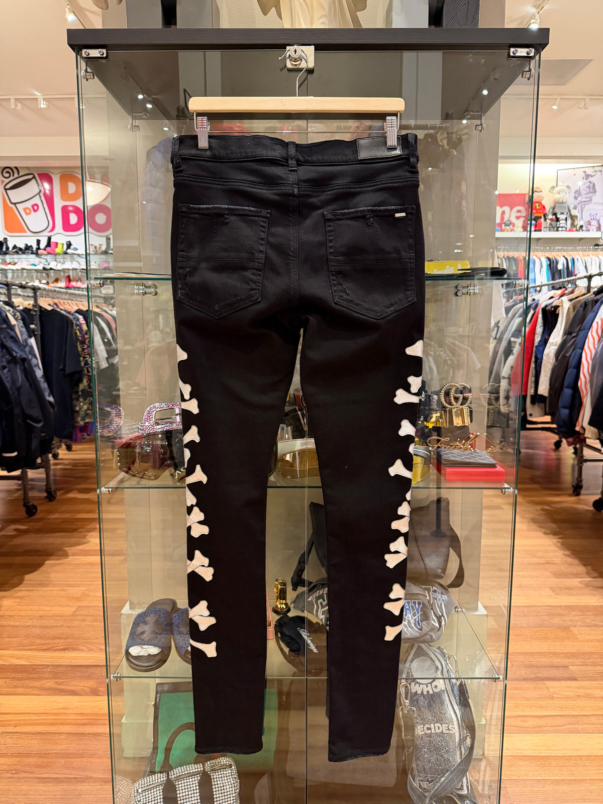 Amiri Bone Patch Skinny Jeans - Blk/Silver Patches