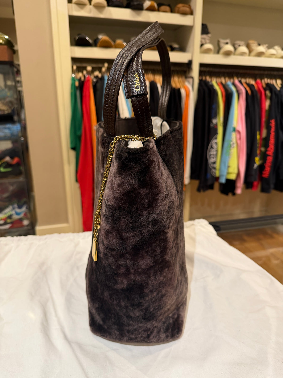 Chloé Medium Spin Shearling Tote Bag