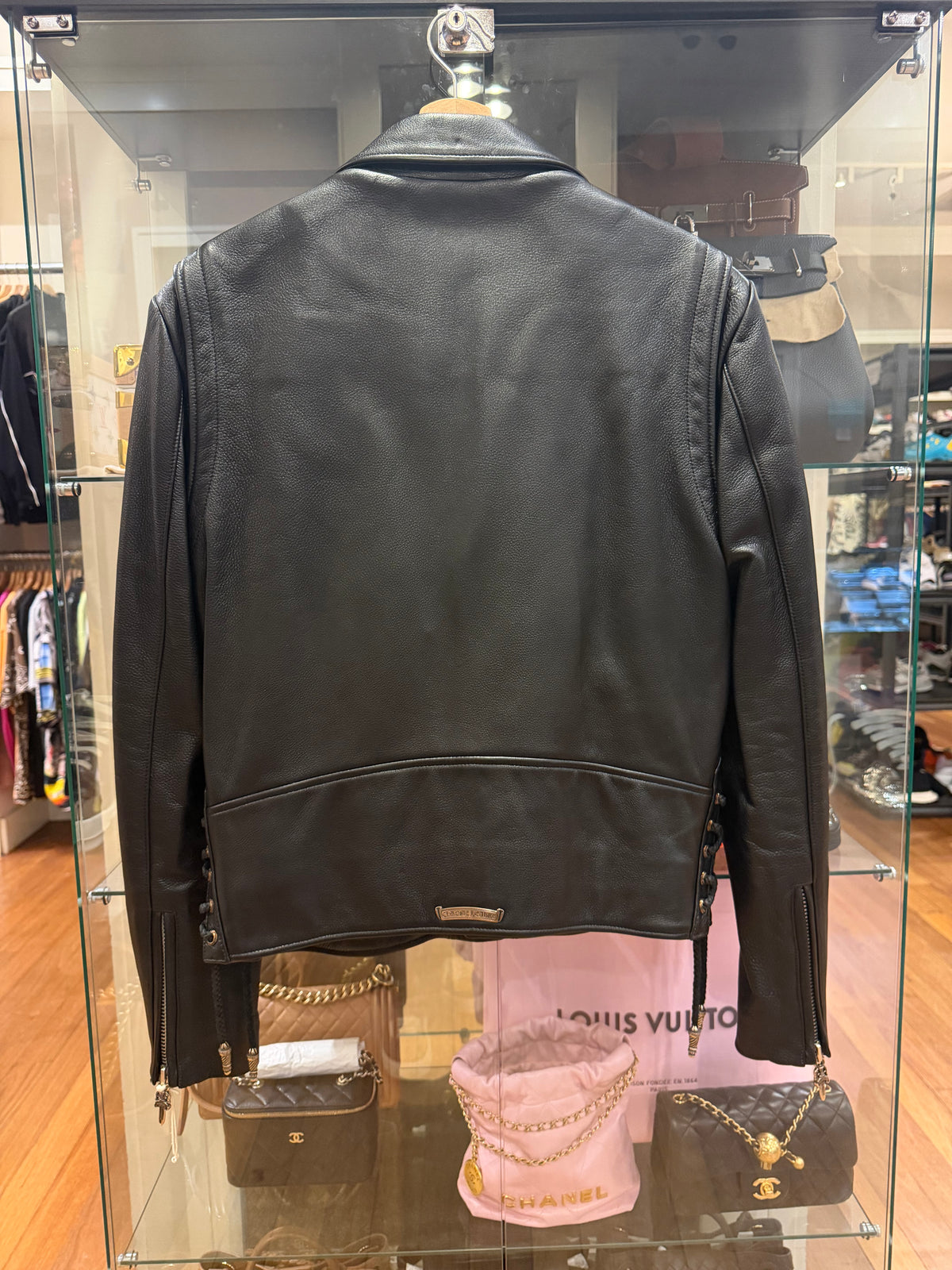 Chrome Hearts Hermes Silk Lined ‘ JJ Dean’ Leather Moto Jacket