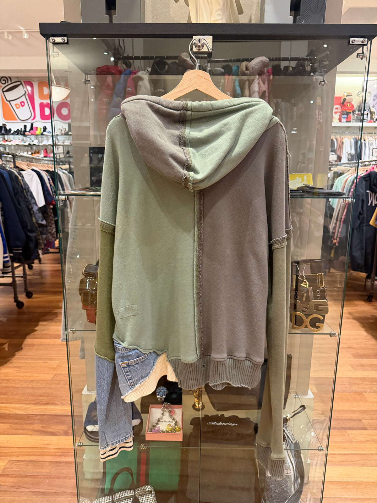 Greg Lauren Denim Hybrid Hoodie - Olive & Denim