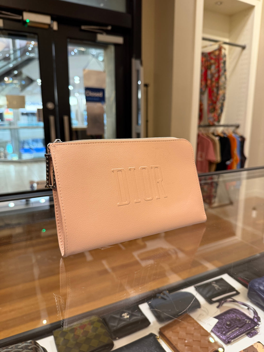 Dior Logo Zipper Wallet - Pink