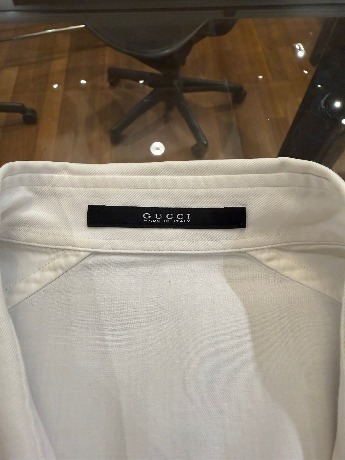 Gucci Military Cotton Dress Button Down Shirt - White