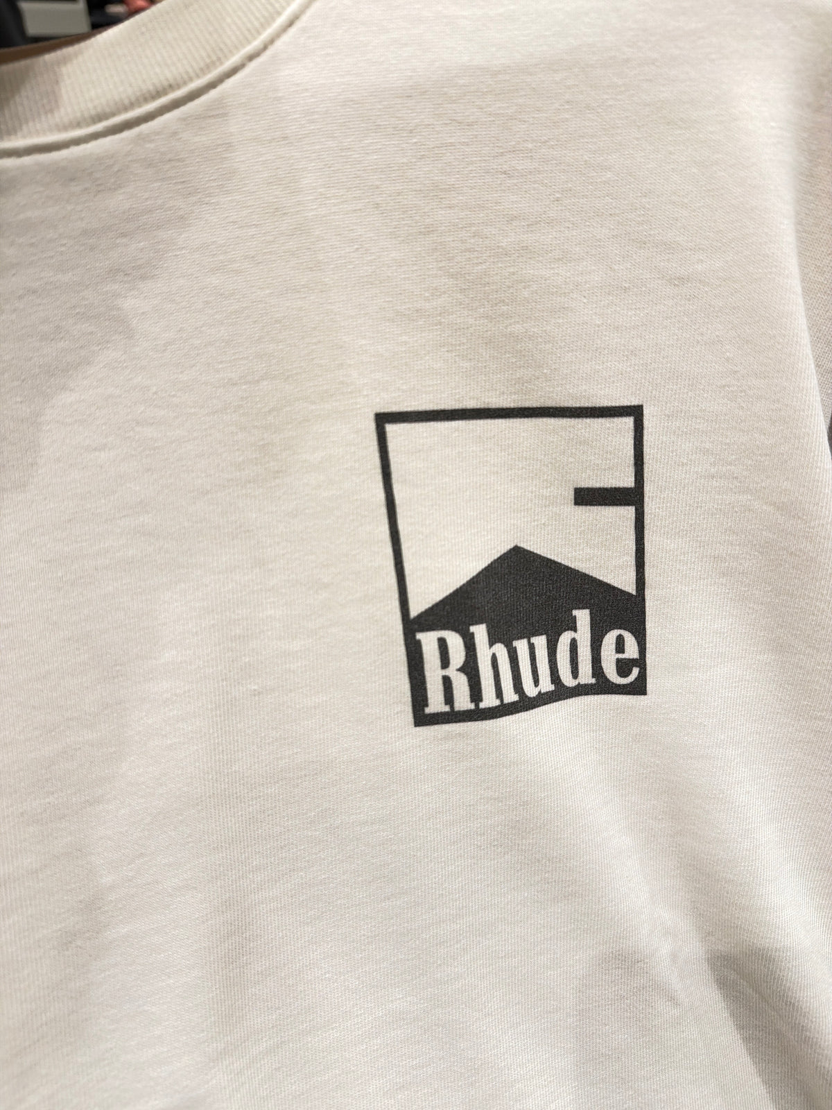 Rhude Chevron Carton Logo Tee- White