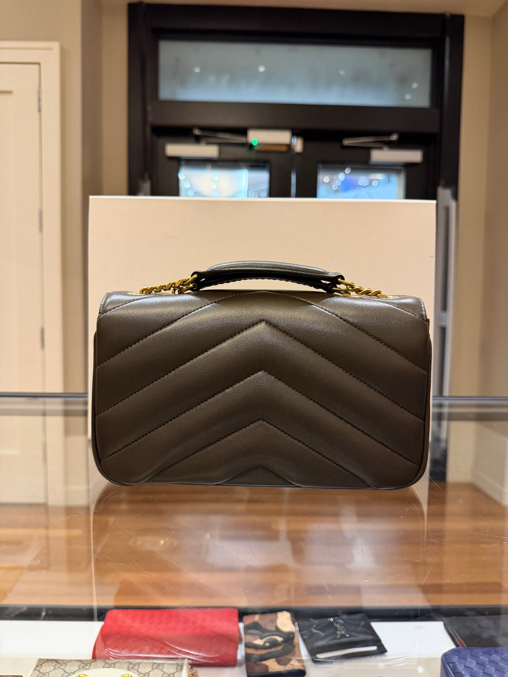 Saint Laurent Loulou Small Cassandre-Embellished Matelassé Leather Shoulder Bag