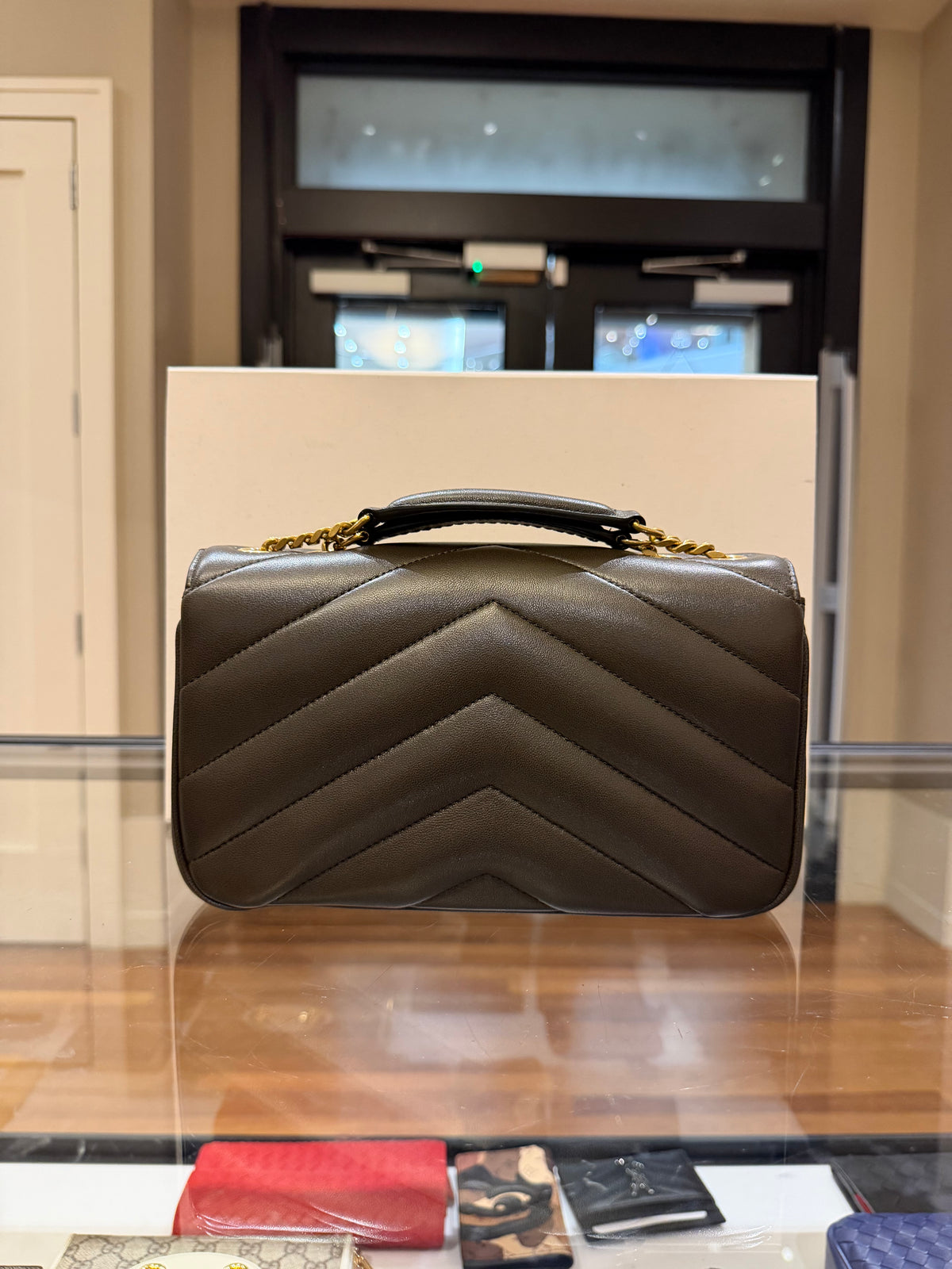 Saint Laurent Loulou Small Cassandre-Embellished Matelassé Leather Shoulder Bag
