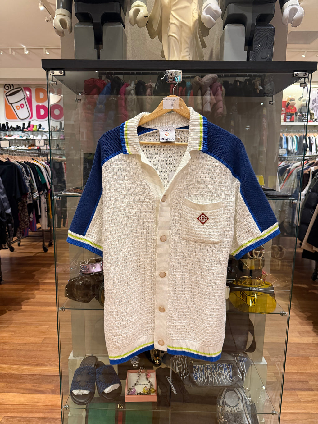 Casa Blanca Crochet SS Button Down Shirt