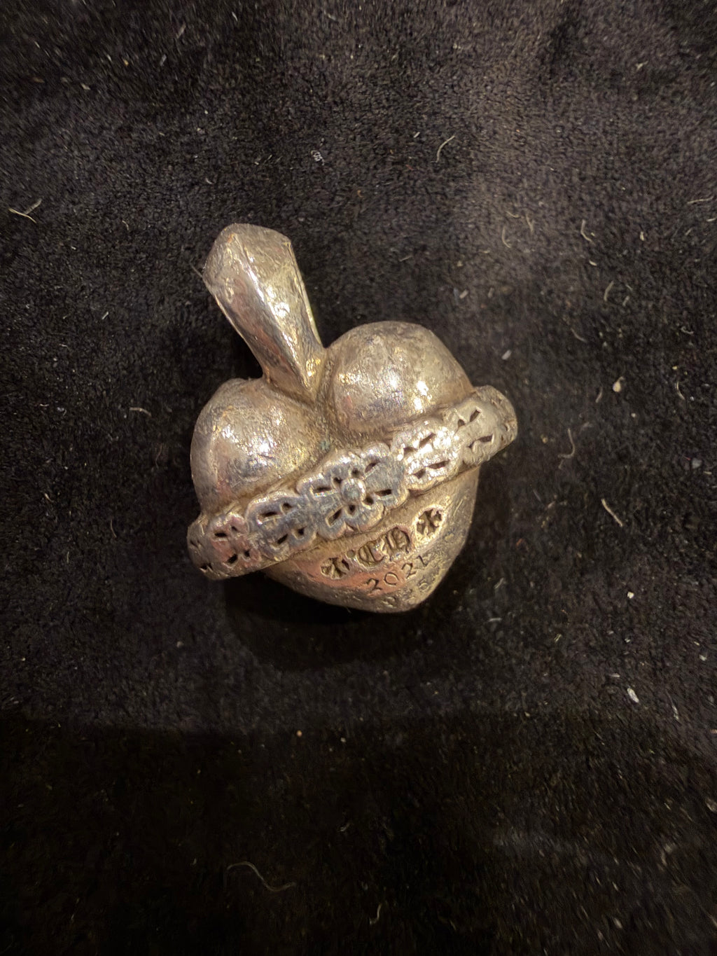 Chrome Hearts Floral Heart Orbit Pendant - Silver