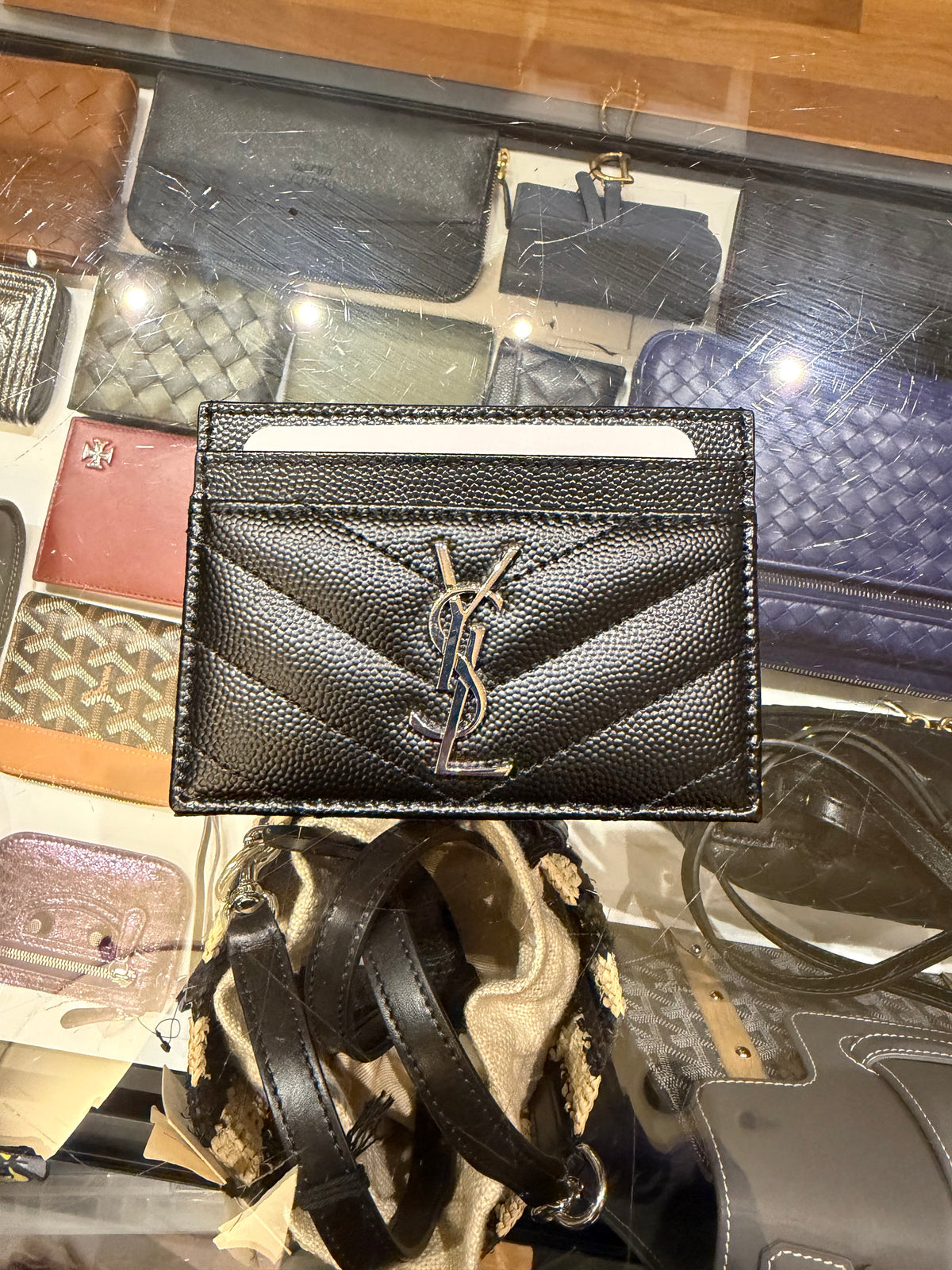 Saint Laurent Leather Cardholder - Black w Silver